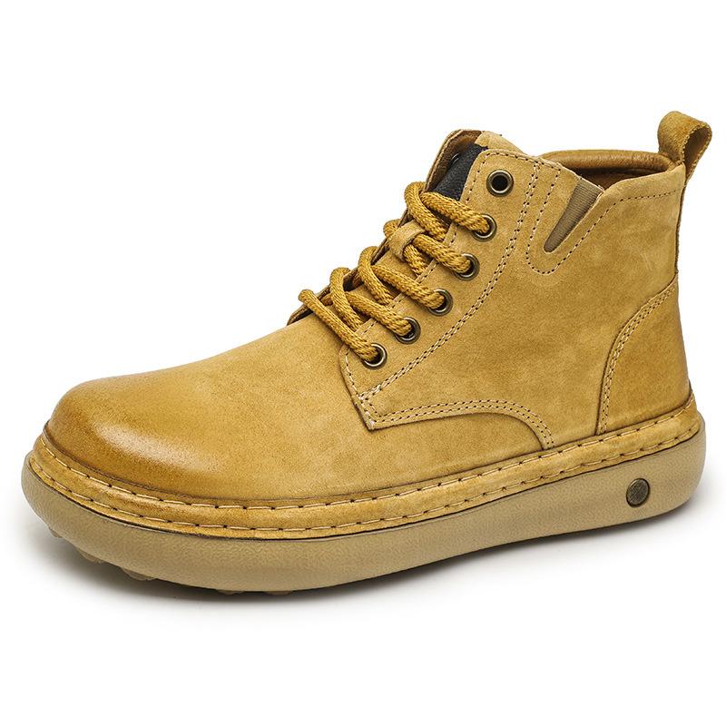 

Luxury Men Ankle Boots Pigskin Retro British High-top Men Boots Fashion High Quality Leather Shoes Outdoor Men Motorcycle Boots 38