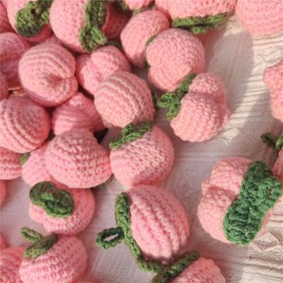 Handmade Crochet Fruit Peach Ornament Accessories Hand Knitted Wool Artificial Knitting Supplies DIY Keychains Bag Pendant