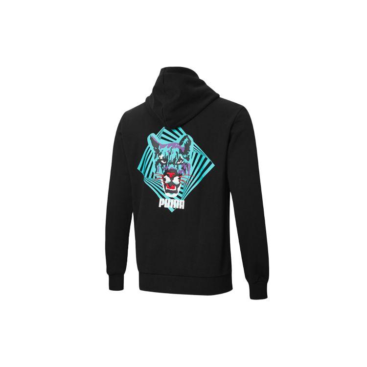 Puma Patterned Print Hoodie Men Tops Black 596632-11