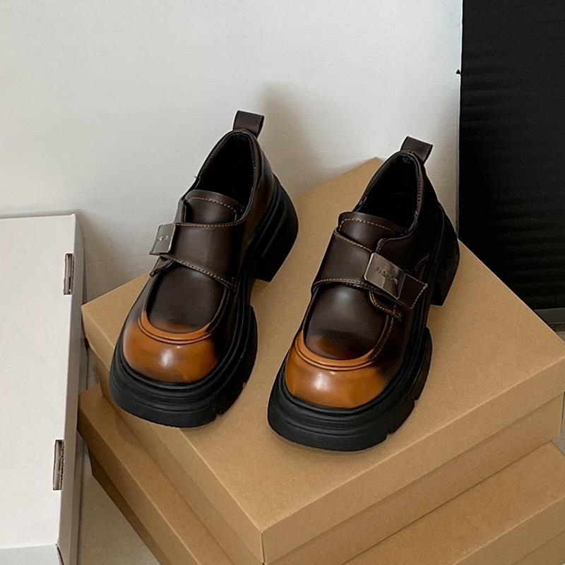 Round Toe Loafers Shoes for Women Platform Brown on Sale Casual Chic and Elegant Vacation Young Promotion 2025 Trend Woman Pumps