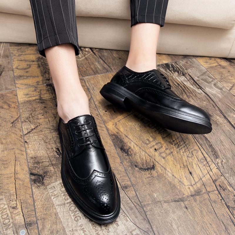 Fashion Mens Soft Leather Versatile Wedding Business Dating Mens Casual Shoes Brand Oxford Shoes for Men's Comfort Platform Casual Shoes