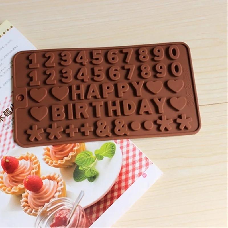 Beautiful Numbers 3D Silicone Mold with Stick Hole Cookware Dining Bar Non-Stick Cake Decorating Fondant Mold