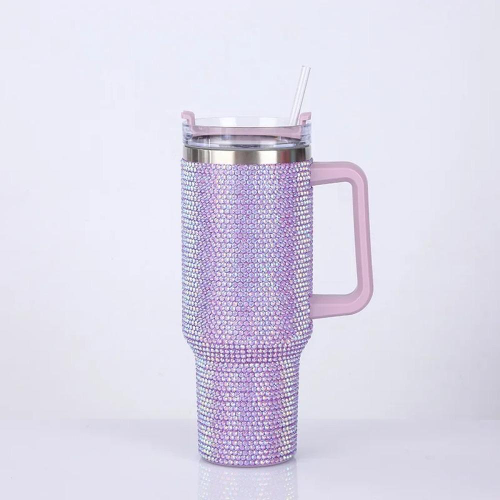40oz Rhinestone Tumbler Stainless Steel Straw