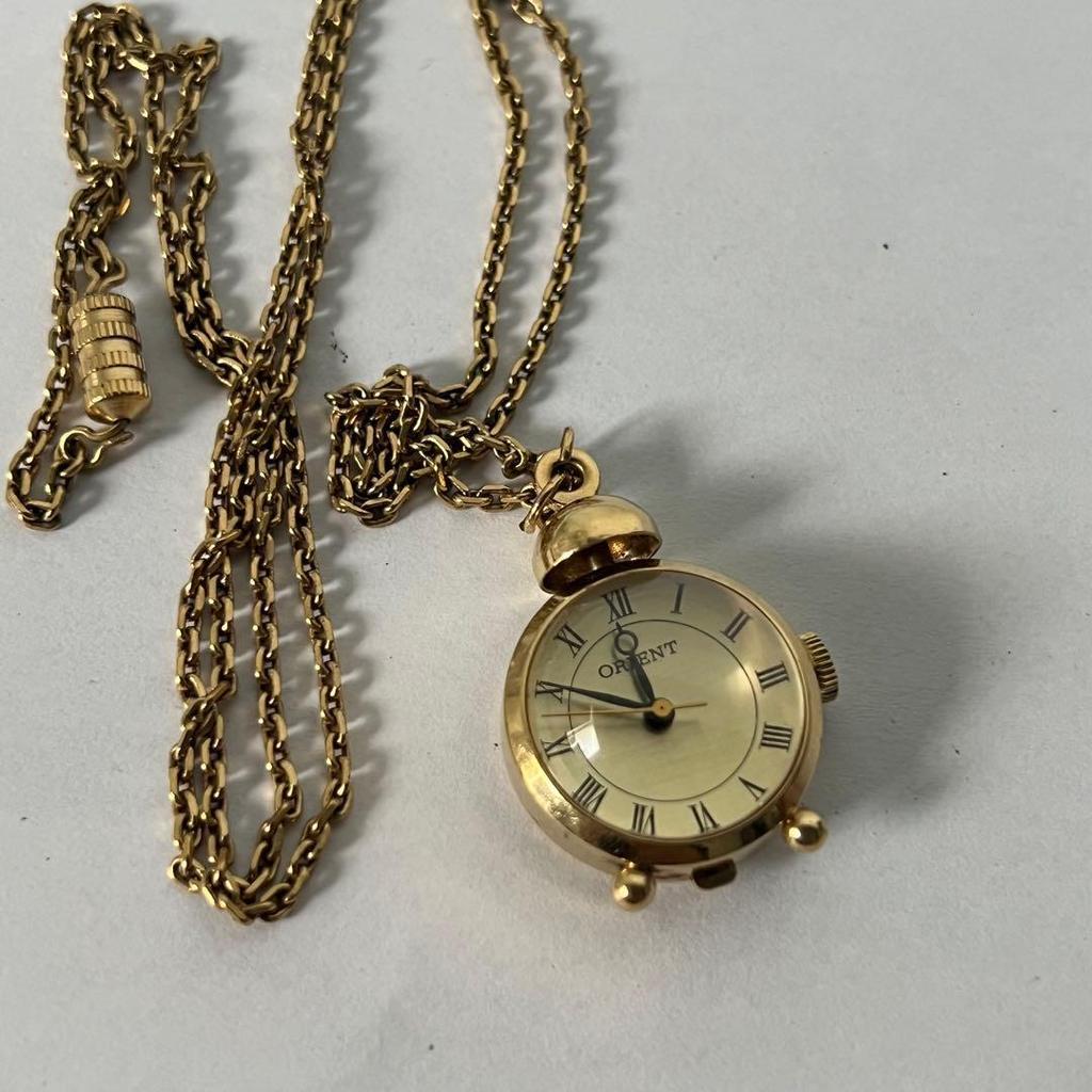 Used Good Condition ORIENT Orient Pendant Watch Pocket Watch Gold Color