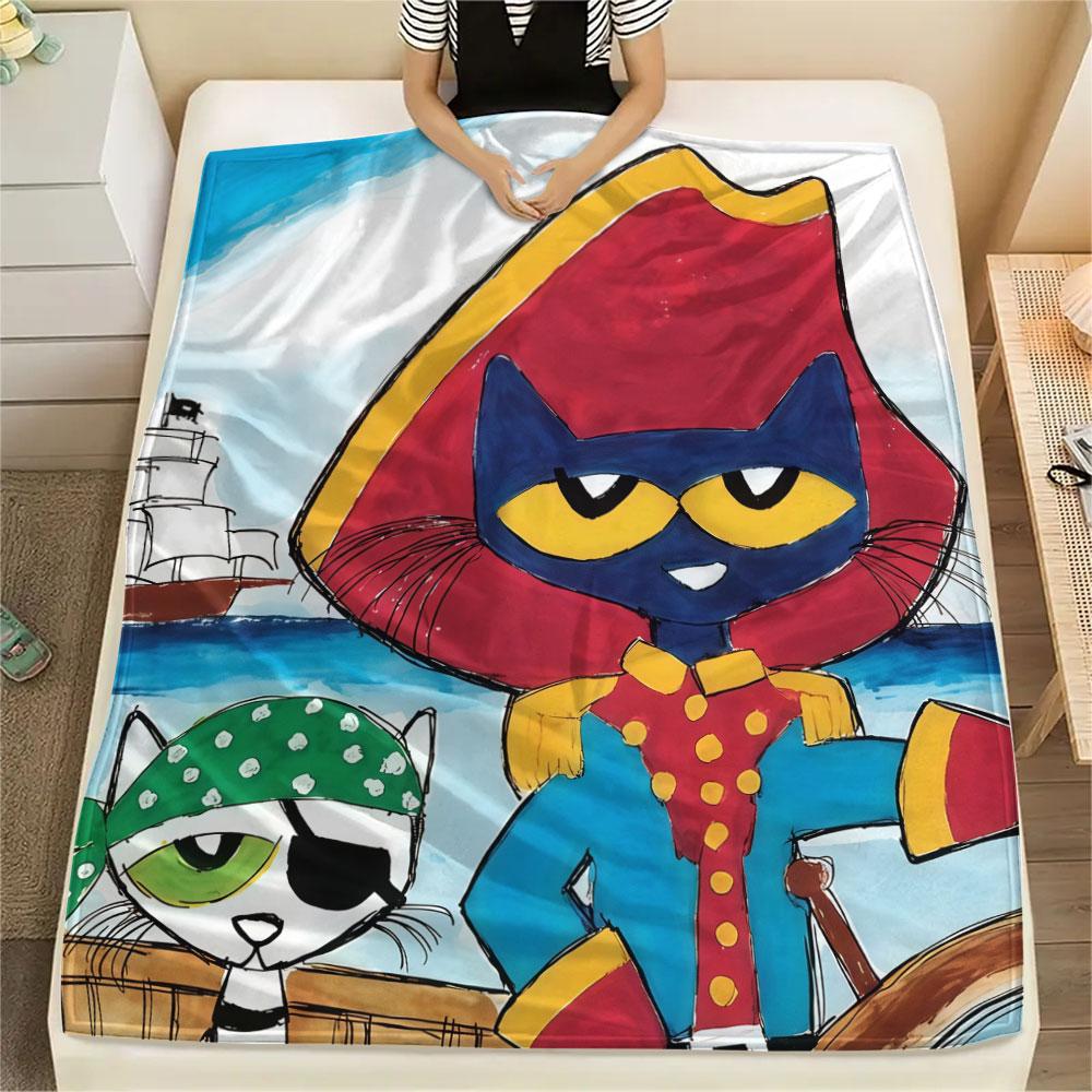 1PC Pete Cat Dream Blanket, High quality Comfortable for All Seasons, Home Decor, Warmth and Comfort