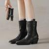 Fashion New Autumn Winter Split Leather Women Boots Fashion High Heels Square Toe Shoes for Women Short Boots Women Mujer Western Boots
