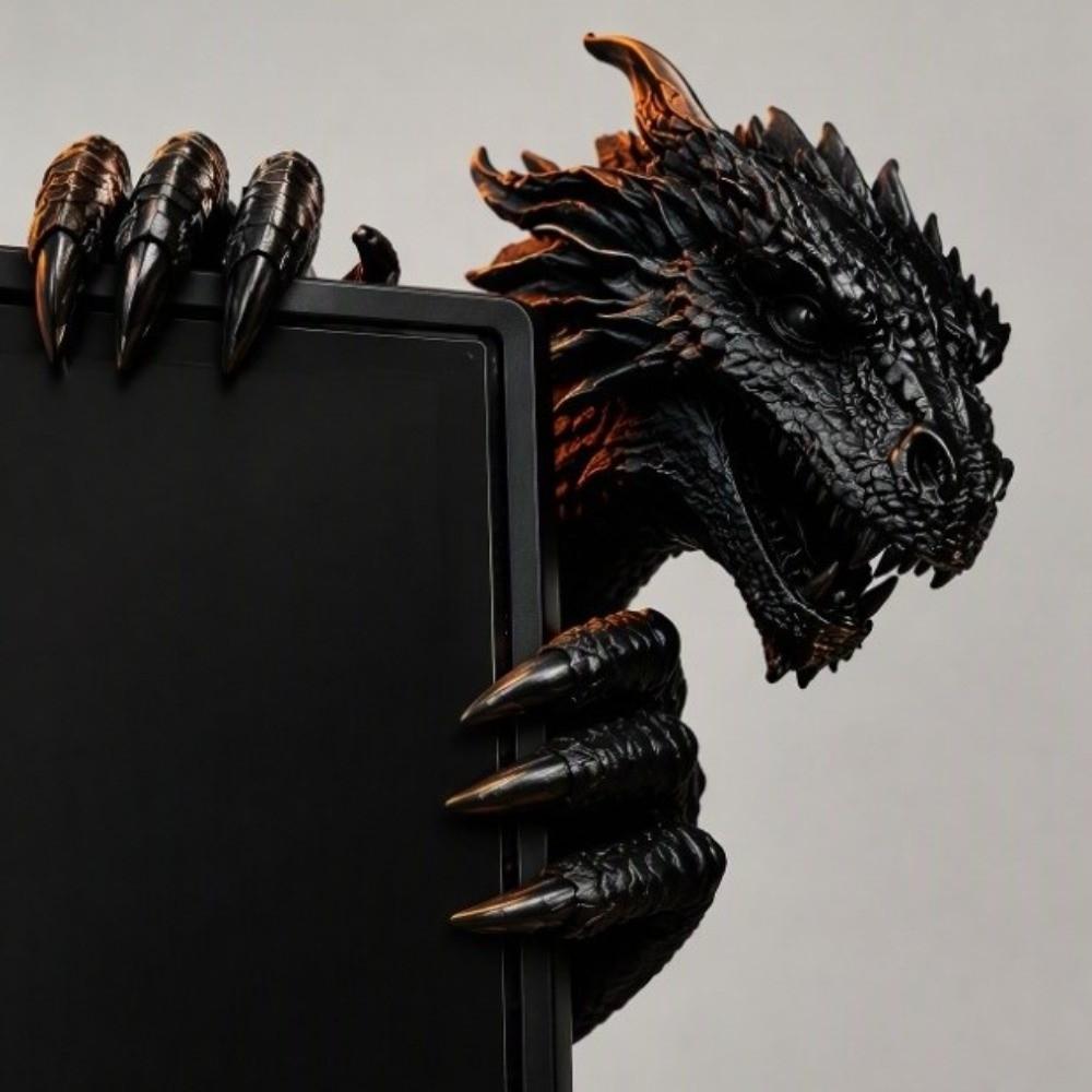 Simulated Scales Dragon Gamer Desk Statue 3D Printed Screen Side Dragon Figurine Study Room