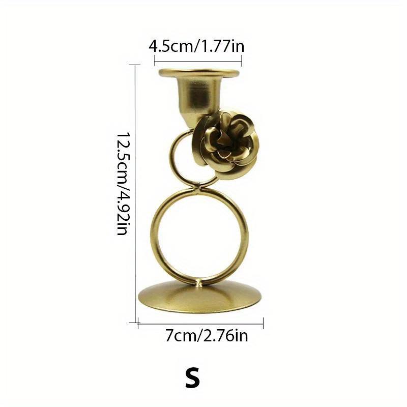 

Rose Candlestick Crafts Wedding Candelabrum Flowers Ring Wax Candle Stand Dining Table Center Piece Decoration