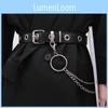 Trendy Black Pu Women's Belt With Decorative Chains For Casual Denim Outfits