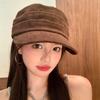Suede pleated flat-top equestrian hat, new vintage vintage newsboy hat, casual versatile face-enhancing baseball cap