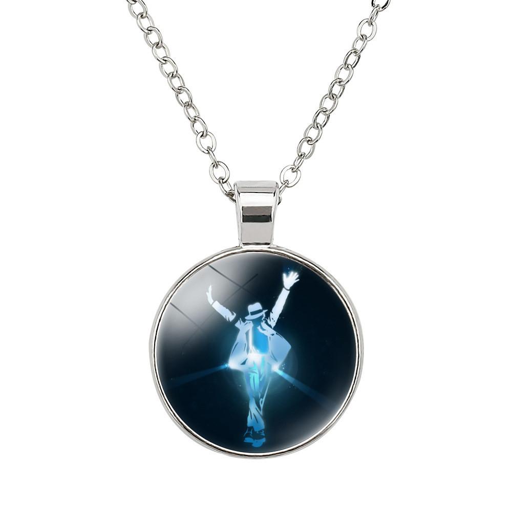 Elegant Michael Jackson Time Gem Pendant Necklace With Alloy Charm 51-80cm Long
