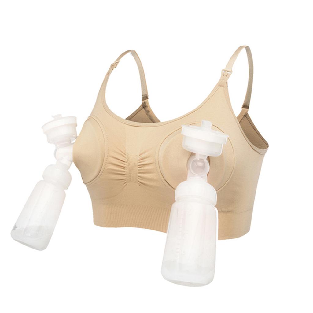 Hands-Free Bra Compatible Breast Pump With Adjustable Straps For Nursing Moms