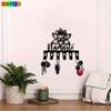 Zen Lotus Key Holder Wall Art Modern Metal Key Rack with 6 Hooks Durable Iron Wall Decor for Living Room Practical Key Display Housewarming Gift