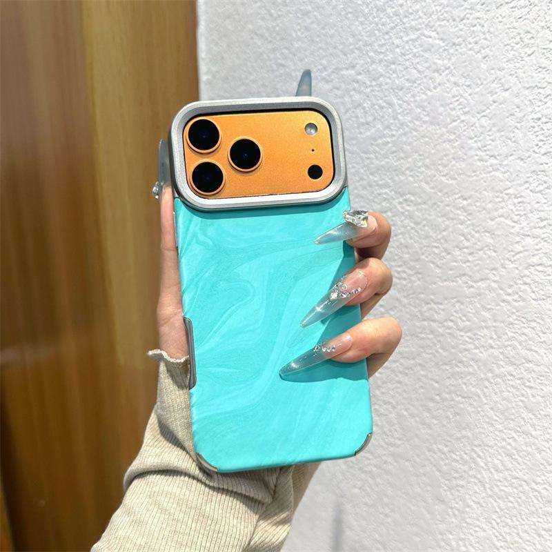 

Electroplated skin water ripple mobile phone case, suitable for iPhone17Pro mobile phone case, Apple 16Pro leather 15Pro. 11PRO MAX озеро синього кольору