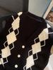 Women's Plus Size V-Neck Argyle Knitted Cardigan Vest: Early Autumn Loose Fit, Button-Up, Slimming Design