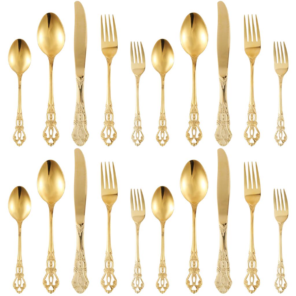 20Pcs Dinnerware Set Stainless Steel Flatware Western Utensils Cutlery Steak Knife Fork and Spoon Home Wedding Christmas Gifts