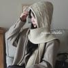 Women's Hooded Knitted Shawl: Wool Hat-Scarf-Waistcoat Combo for Autumn/Winter