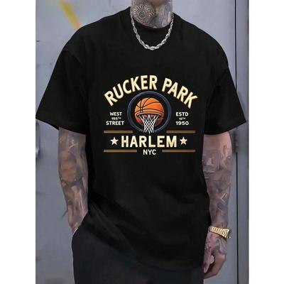 Men's Harlem NYC Rucker Park Basketball T-Shirt - Vintage 1950 Retro Streetwear Tee with Harlem & Rucker Park Graphics