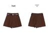 High-Waisted Khaki Corduroy A-Line Skorts for Women - 2026 Autumn/Winter Hip-Covering Pleated Wide-Leg Style.