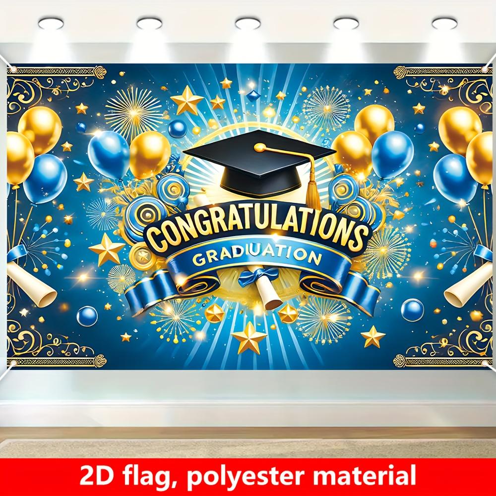 A banner for the graduation season party  featuring a graduation theme and celebrating graduation. Polyester 100x150cm