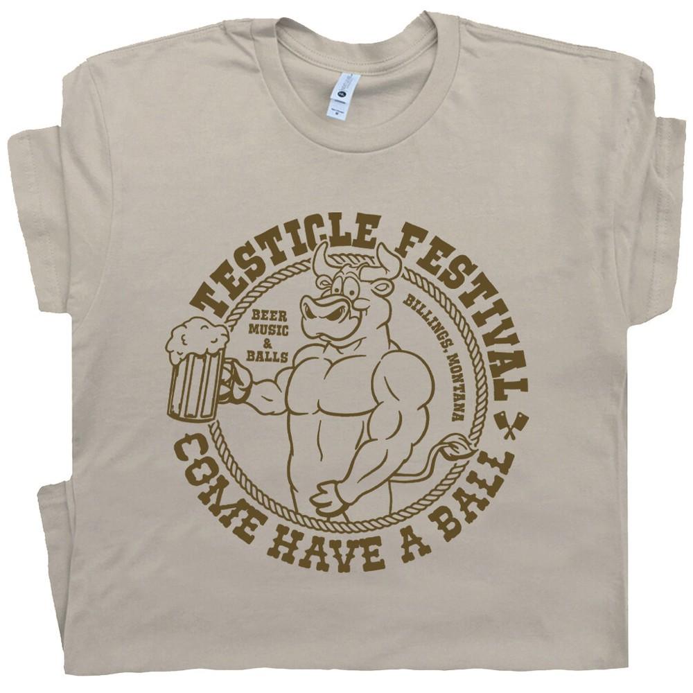 Футболка Фестиваль Яичек Оскорбительная футболка для мужчин женщин Забавная винтажная унисекс футболка Монтана L