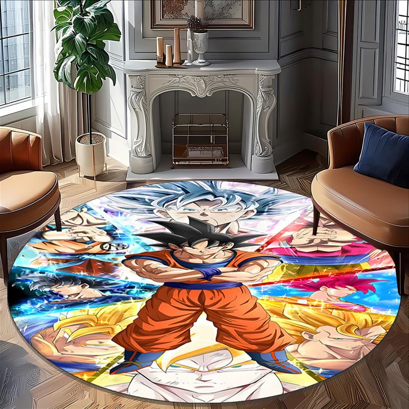 1pc Dragon Ball2 Print Round Carpet Chair Round Carpet Suitable for Bedroom Living Room Home Decorative Carpet