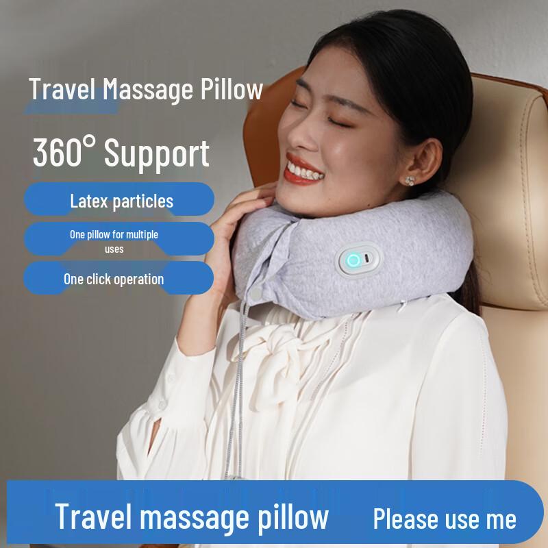 Portable Memory Foam U-shaped Neck & Shoulder Massager Pillow CN plug (adapter included)