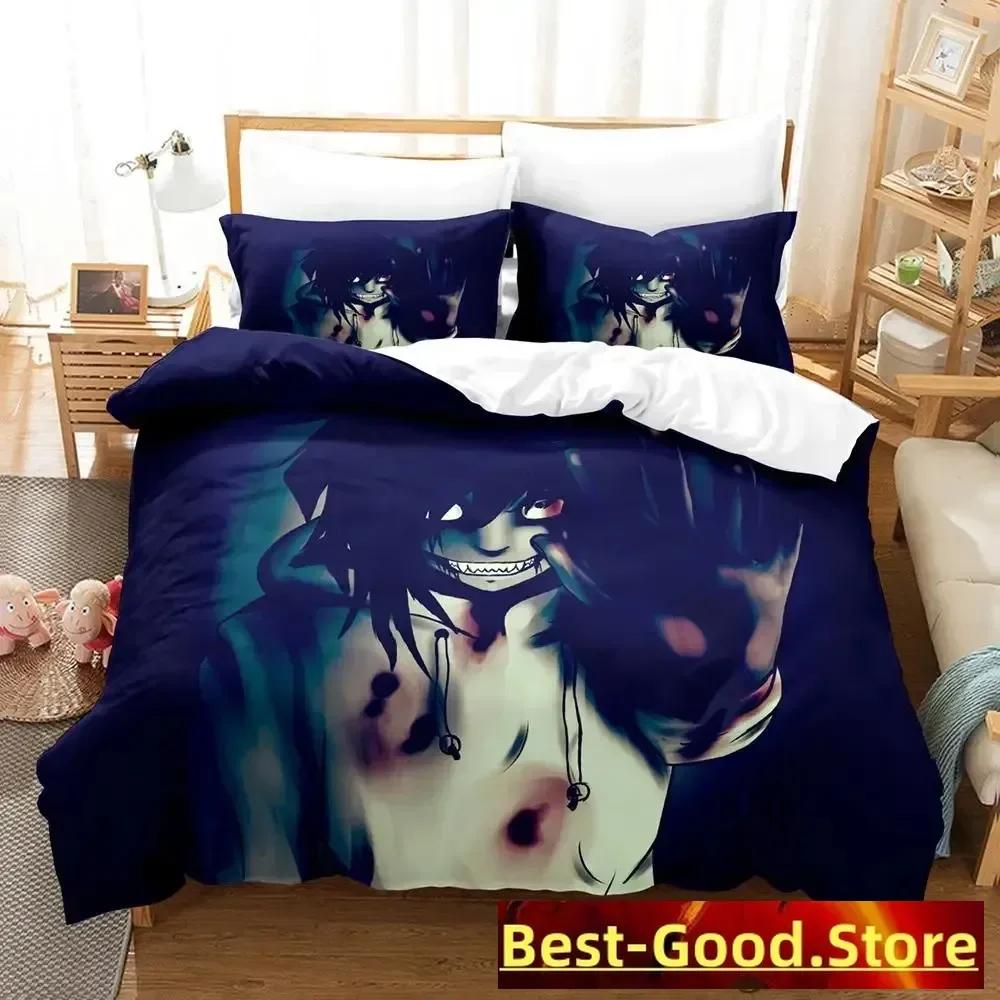 Jeff And Jane Creepypasta Printed Bed Set Duvet Cover Pillowcase Bedding Set Linen Sheet Quilt Cover Queen King Size Anime