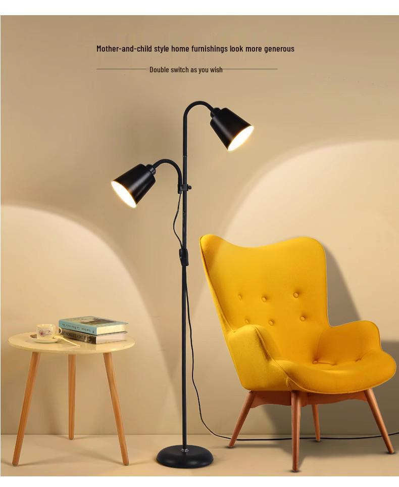 Nordic Modern Double-Head Floor Lamp: Minimalist Luxury for Living Room and Bedroom