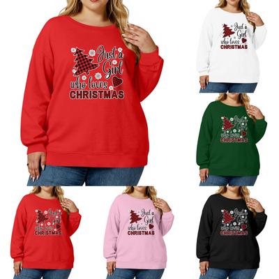 Women's Fashionable Casual Plus-Size Long Sleeve Pullover Printed Sweatshirt