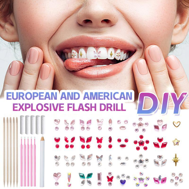 1 Set Dental Tooth Gems Crystal Diamond Heart Round Shaped Ornament Diy Tools Various Shapes Color Teeth Jewelry Denture