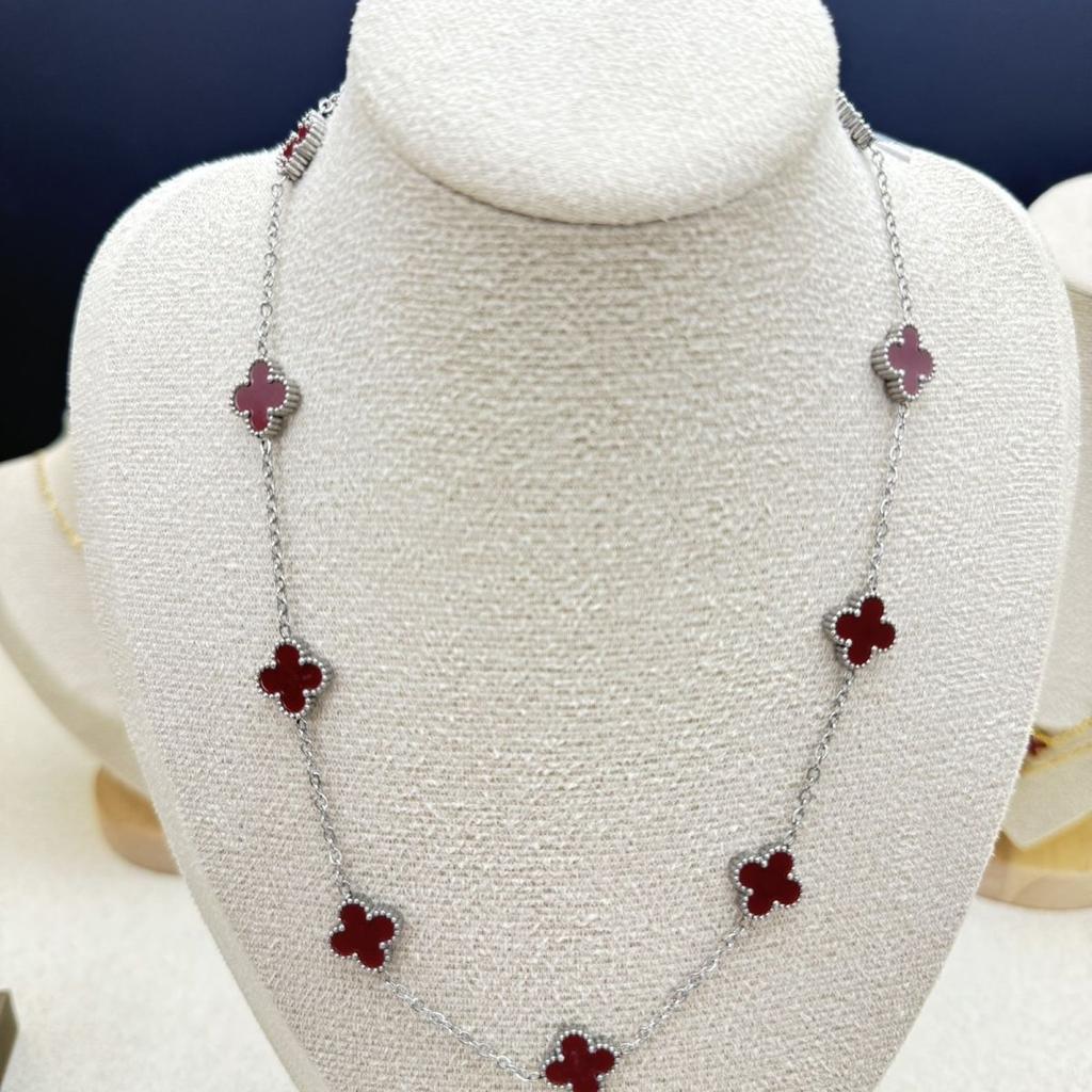 New Arrival10 Flower Four-leaf Clover Necklace Casualfashioneleganteasiest for Match Titanium Steel Necklace