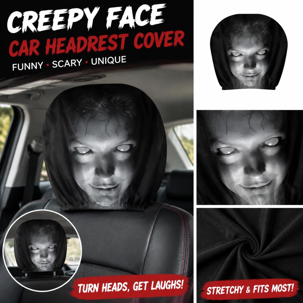 Car Headrest Cover, Elastic Printed Protector, Funny Interior Accessory