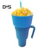 Copo para lanche 2 em 1, copo multifuncional que muda de cor para estádio, lanche e bebida com canudo para filmes, uso doméstico