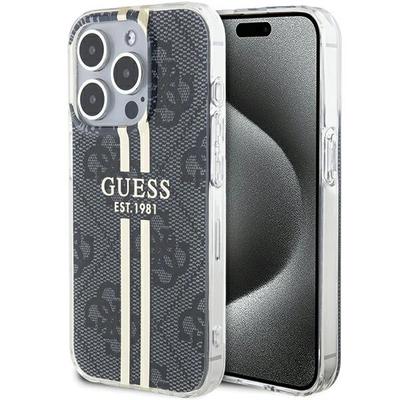 Guess Guhcp15Lh4Psegk Iphone 15 Pro 6.1 Czarny/Black Hardcase Iml 4G Gold Stripe