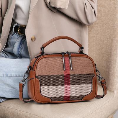 Sac à bandoulière en cuir à carreaux pour femme, petit sac carré tendance, sac à main polyvalent, nouvelle collection automne, sac à bandoulière simple en toile