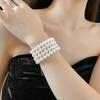 Ornaments Pearl Four Layer Necklace Fashion Jewelry Wide Cuff Bangles Versatile Bracelets Set  Gift