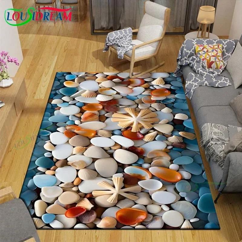 3D Lustige Kieselstein Dekor Teppich für Außenbalkon Garten Couchtisch Schlafzimmer Bereichsteppiche Küche Rutschfeste Fußmatte Teppich Geschenk