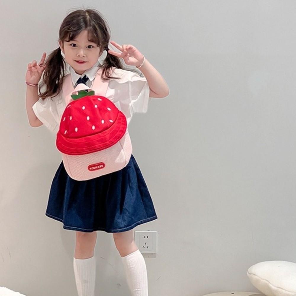 Strawberry Children Backpack Fruit Students School Bag Storage Bag Cartoon Daypack  Girls