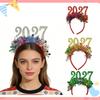 Light‑Up Led 2027 Number Hair Hoop Glitter Party Hair Accessory Creative Sequin Headpiece  Carnival