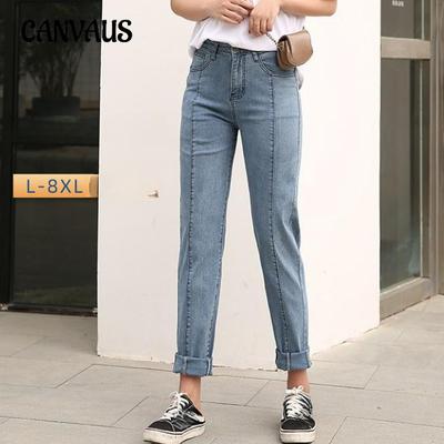 Dame Plus Size Hofteløfting Slankende jeans Kvinner Høststripete fritidsbukser