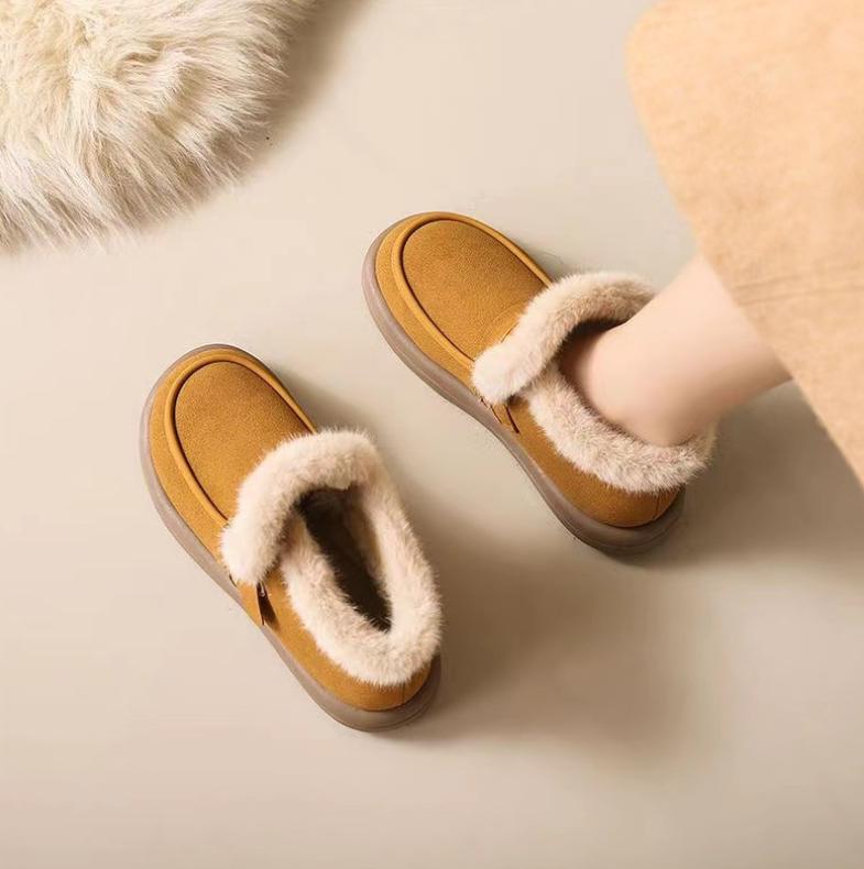 Snow Boots Korean Version Women's Winter New Item with Plush and Thick Cotton Boots Warm Flat Bottomed Soft Soled Women's Cotton Shoes