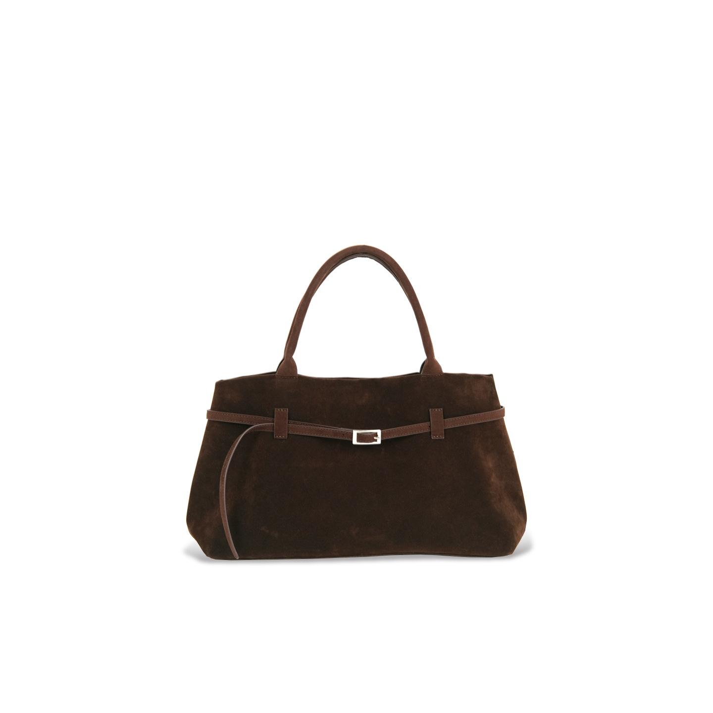 

Korean version of autumn and winter vintage suede belt buckle tote shoulder bag blogger fashion outfit 2025 tote bag