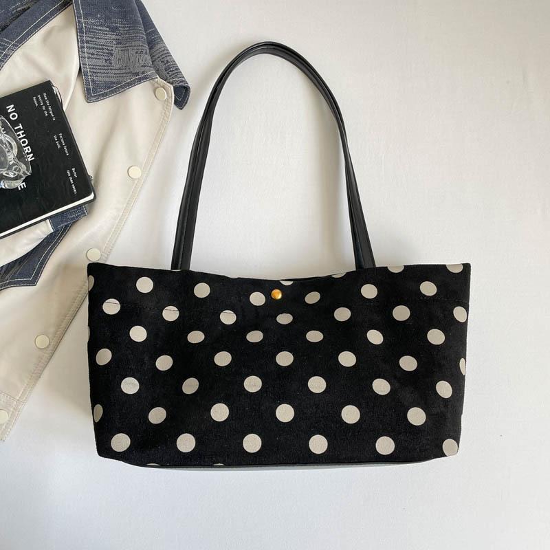 Borsa a tracolla da pendolare - Borsa tote con stampa a pois grandi - Borsa a spalla singola
