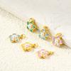 2Pcs Flower Charms Enamel Acrylic Imitation Pearl Brass 18K Gold Plated Pendants For DIY Necklace Jewelry Making 18mmx13mm