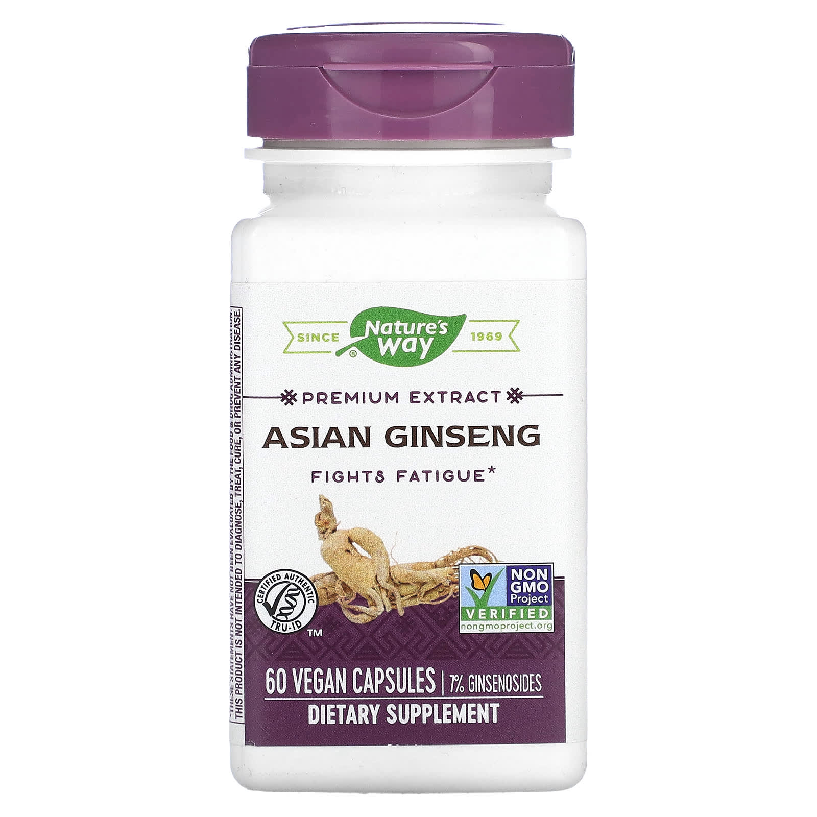 

Nature S Way, Premium Extract, Asian Ginseng, Veggie Capsules, 60 (550Mg/Capsule)