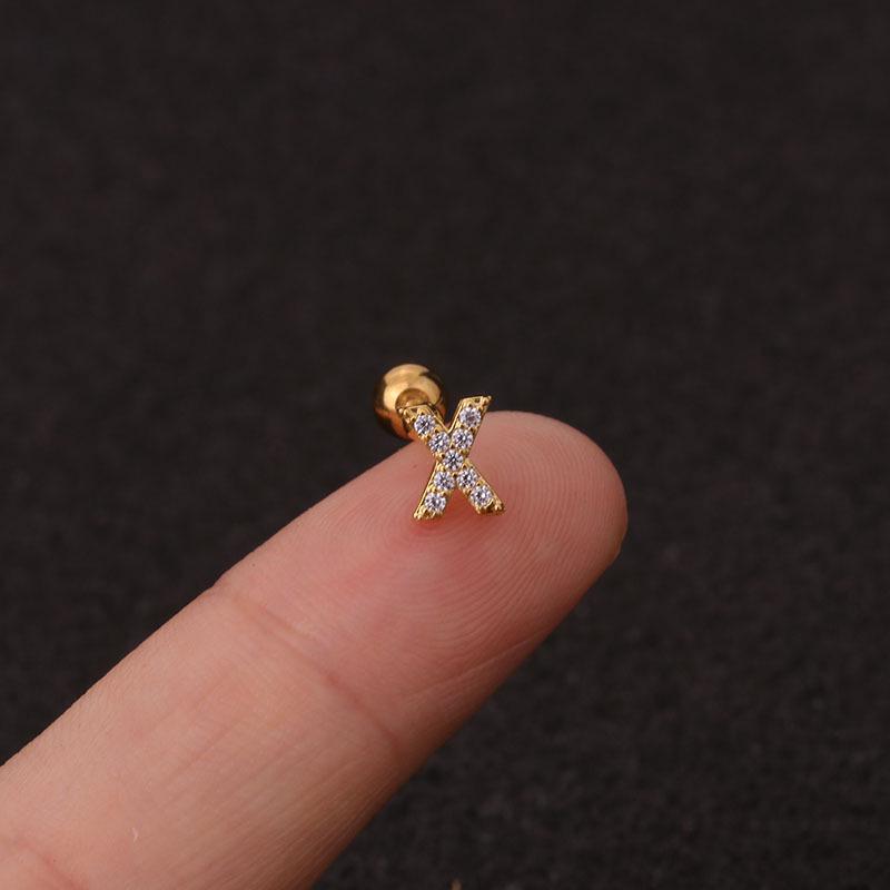 Trendy 26 Letters Tragus Cartilage Earring Women Exquisite Tiny Initial Alphabet Name Helix Earring Piercing Jewelry Gift