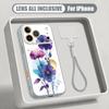 INS Watercolor Floral Hand Strap Case For iPhone 17 Pro Max Hybrid TPU+PC Magnetic For Magsafe Matte Cover For iPhone 16 15 14 13 Pro Max