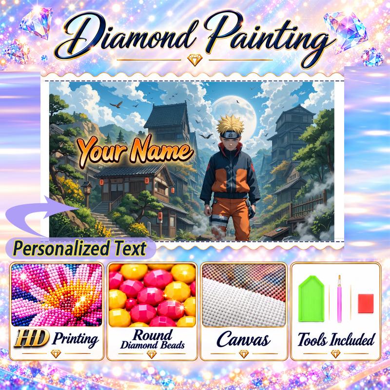 Personalized Naruto Uzumaki Diamond Art Custom Name 5D Diamond Painting Full Drill DIY Craft