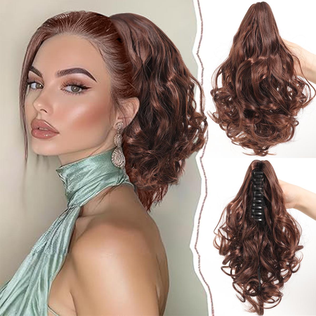 

Синтетический 10-дюймовый конский хвостик-зажим для волос, короткие вьющиеся хвостики для женщин, черные коричневые заколки для волос для женщин 10inch